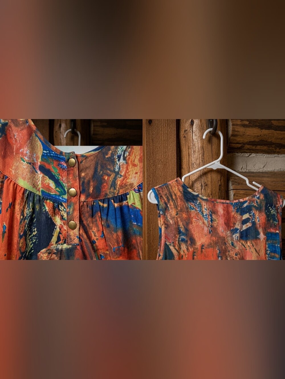 Abstract Print Sleeveless Women’s Skirt - Orange Blue